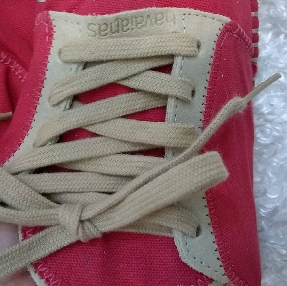 Havaianas Alparagatas Origine Ruby Red Preppy Vacation Two Tone Sneakers Size 9 - Picture 4 of 8
